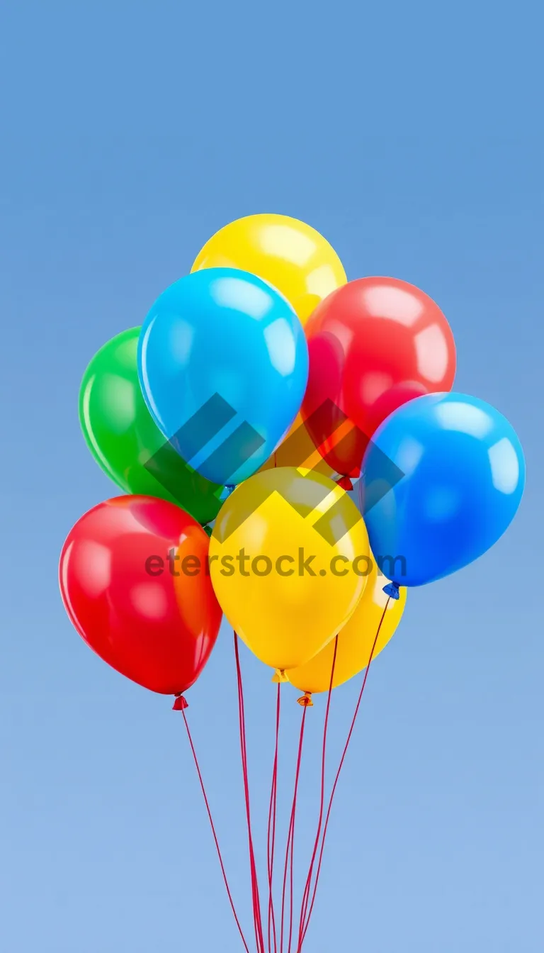 Picture of Colorful balloon ribbon decoration for festive birthday party