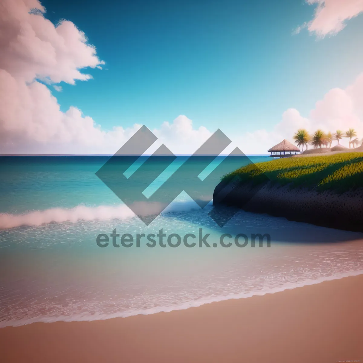 Picture of Turquoise Paradise: Serene Beach Sunset Reflection
