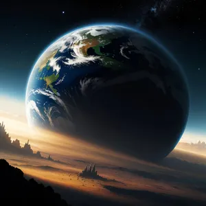 Starry Night Sky Globe Over Earth Planet