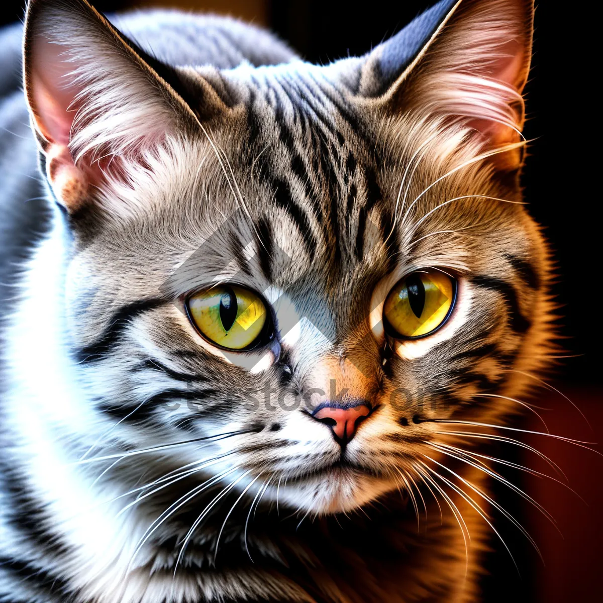 Picture of Curious Kitty with Striped Fur and Beautiful Eyes