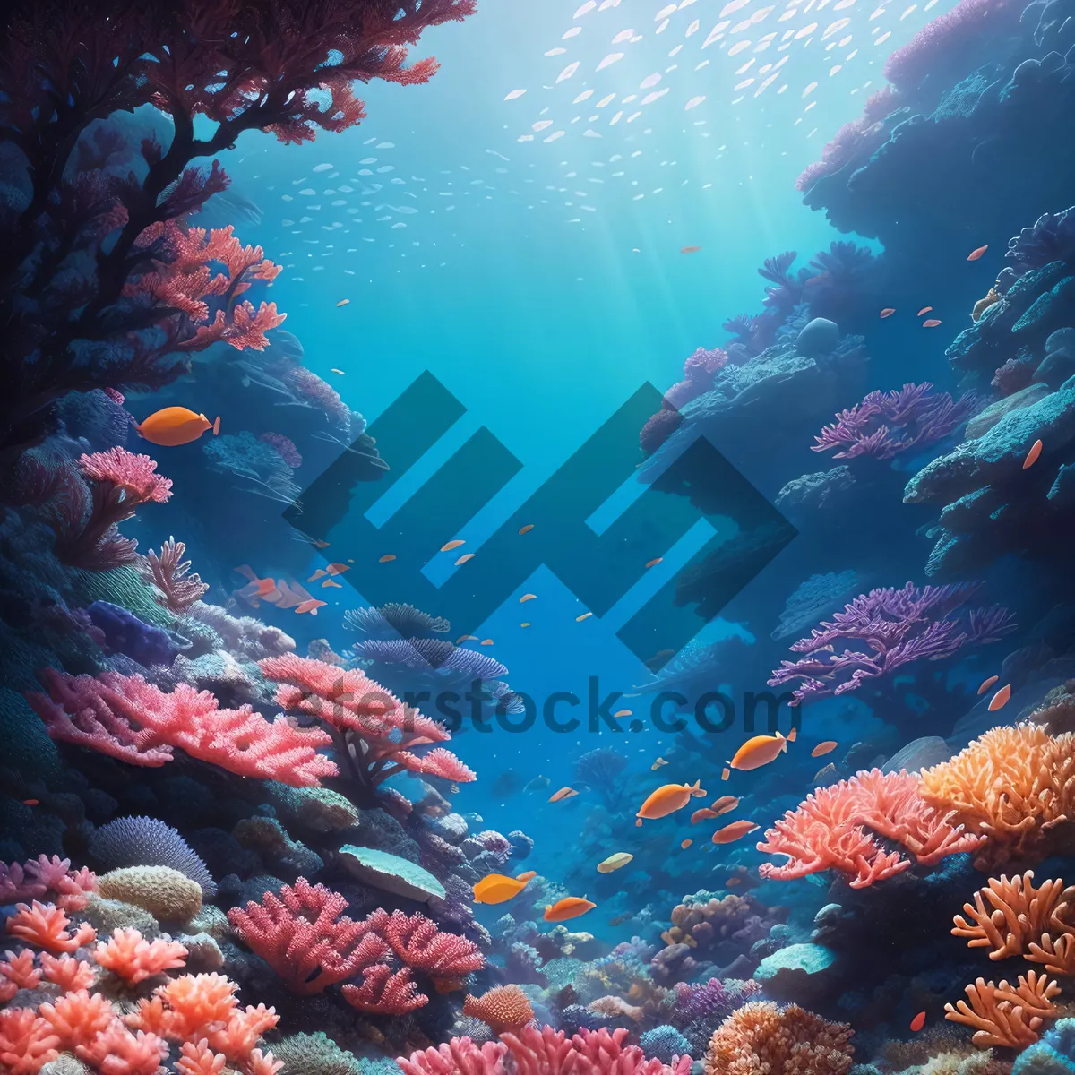 Picture of Vibrant Coral Reef Teeming with Marine Life