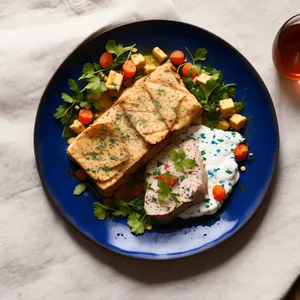 Tasty gourmet salad with fresh vegetables and cheese.