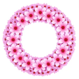 Floral Embroidery: Pink Decorative Circle Frame