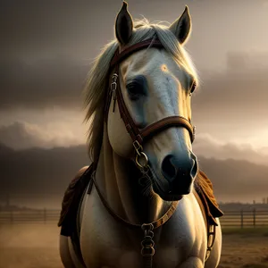 Majestic Brown Stallion Harness in Meadow