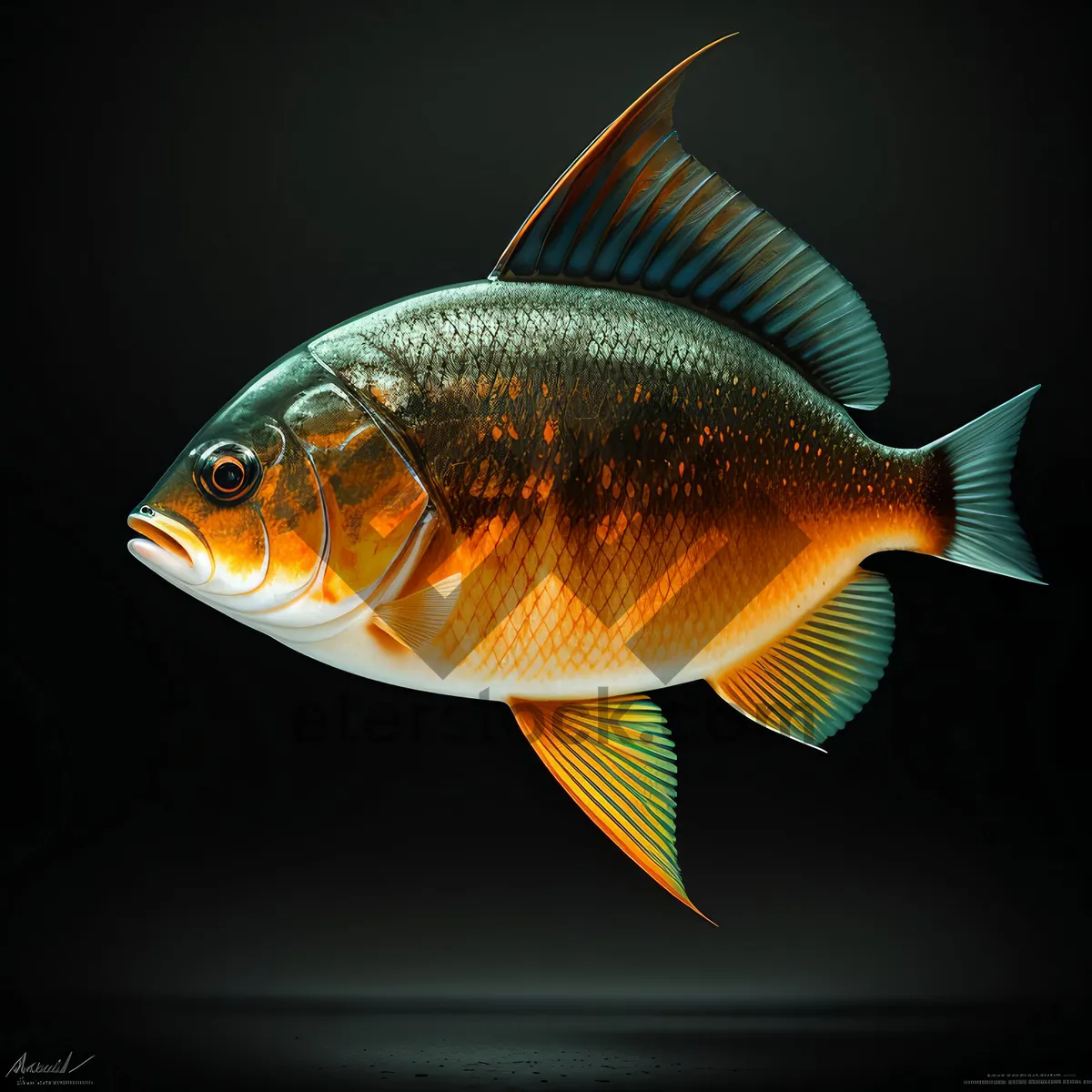 Picture of Golden Sunfish Swimming in Aquarium Bowl