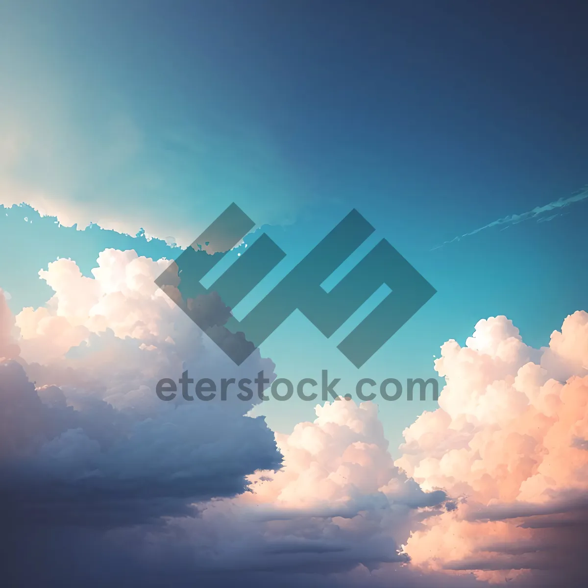 Picture of Vibrant Summer Sky with Fluffy Clouds