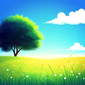 Vibrant Meadow Under Clear Blue Sky