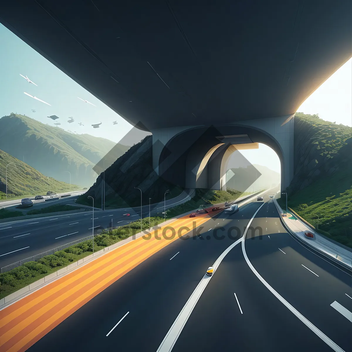 Picture of Speeding Through the Highway: A Fast-Paced Drive