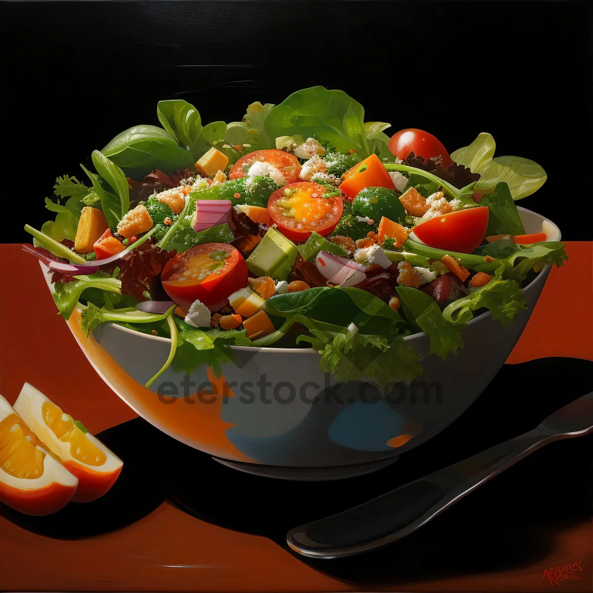 Picture of Fresh Gourmet Salad Plate with Cheese and Veggies