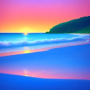 Vibrant Sunset Over the Serene Ocean