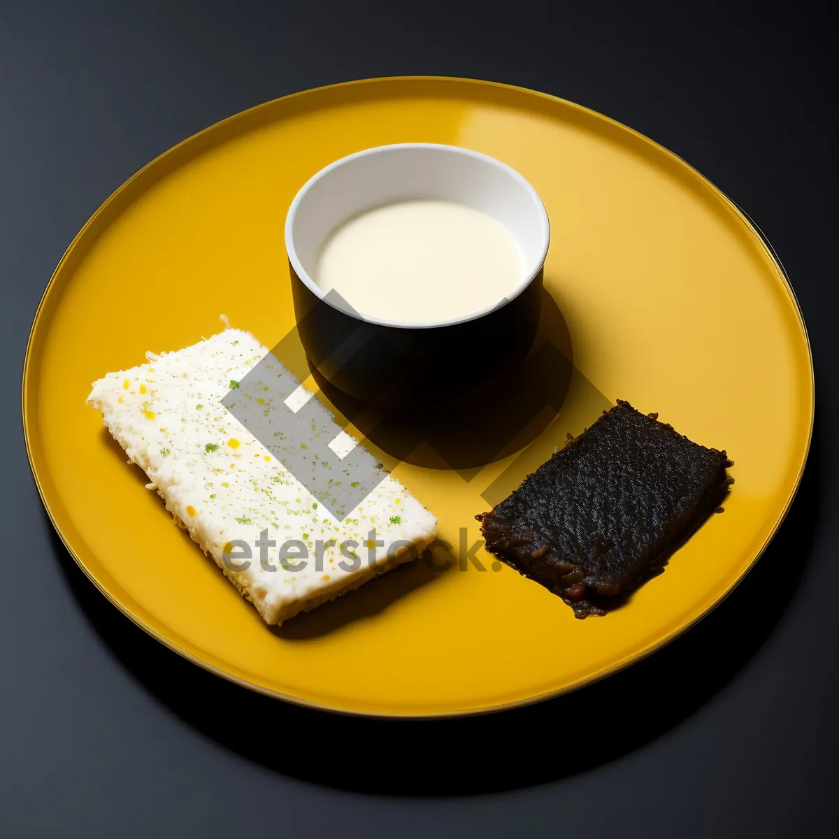 Picture of Morning Hot Coffee on Black Table with Spoon