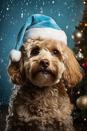 Cute furry terrier puppy in a studio portrait.