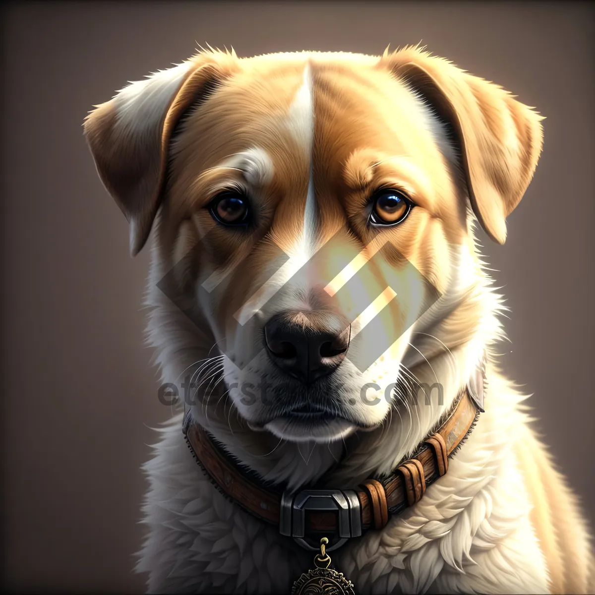 Picture of Golden Retriever Pup Looking Adorable in Studio Portrait