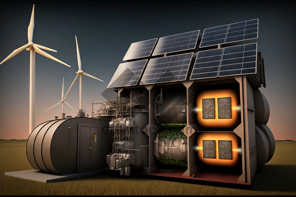 Picture of Modern Energy Building with Solar Panel Generator Power