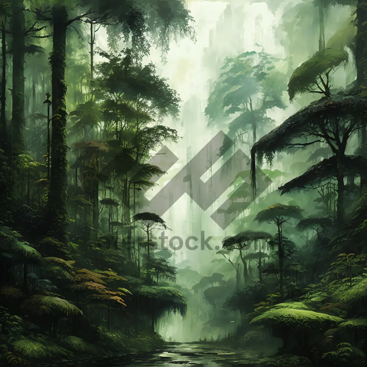 Picture of Tropical Paradise: Majestic Waterfall in a Serene Forest