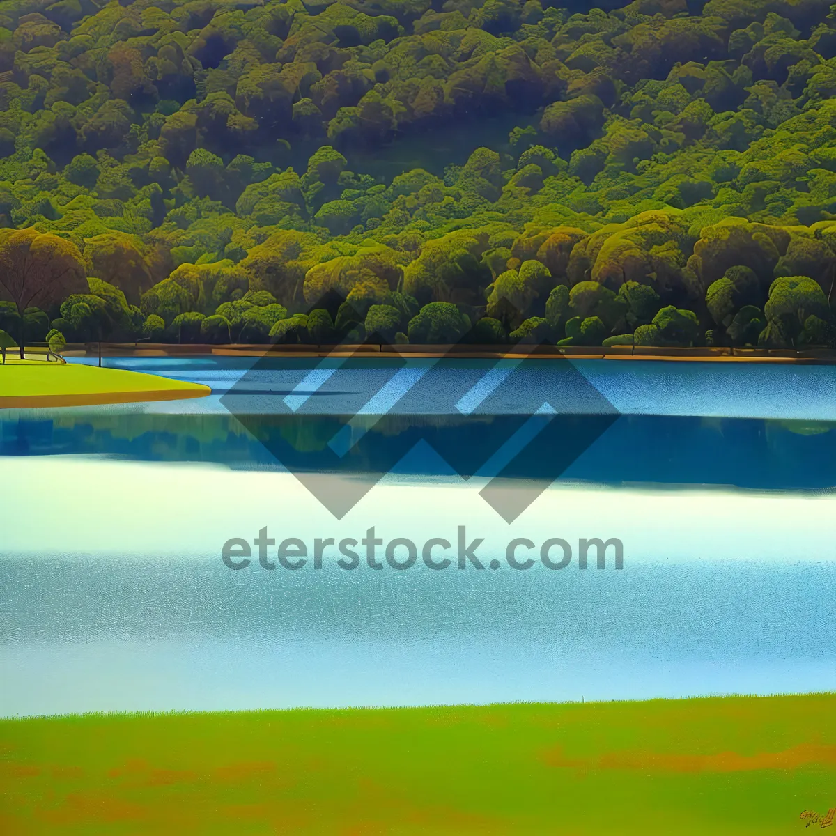 Picture of Serene Summer Landscape with Scenic Golf Course