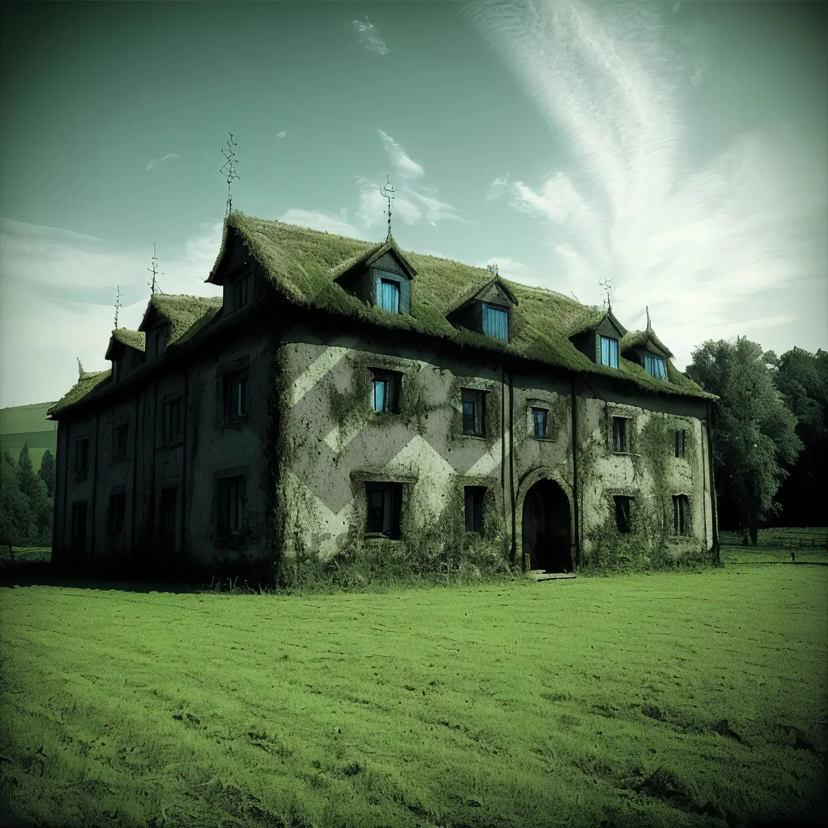 Picture of Ancient Castle against Blue Sky