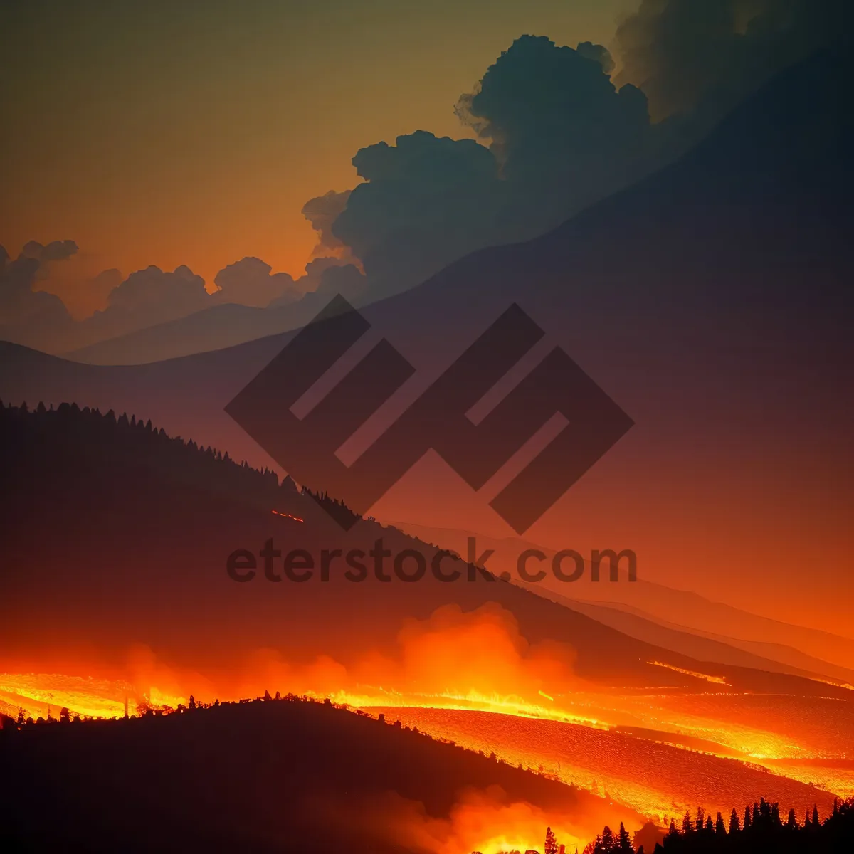 Picture of Majestic Sunset Over Mountain Landscape