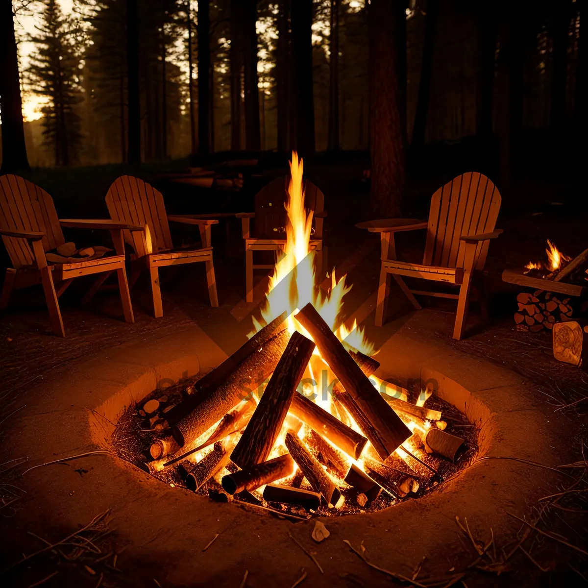 Picture of Nighttime Menorah Illuminates Fireplace