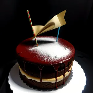 Delicious birthday cake with creamy icing and chocolate