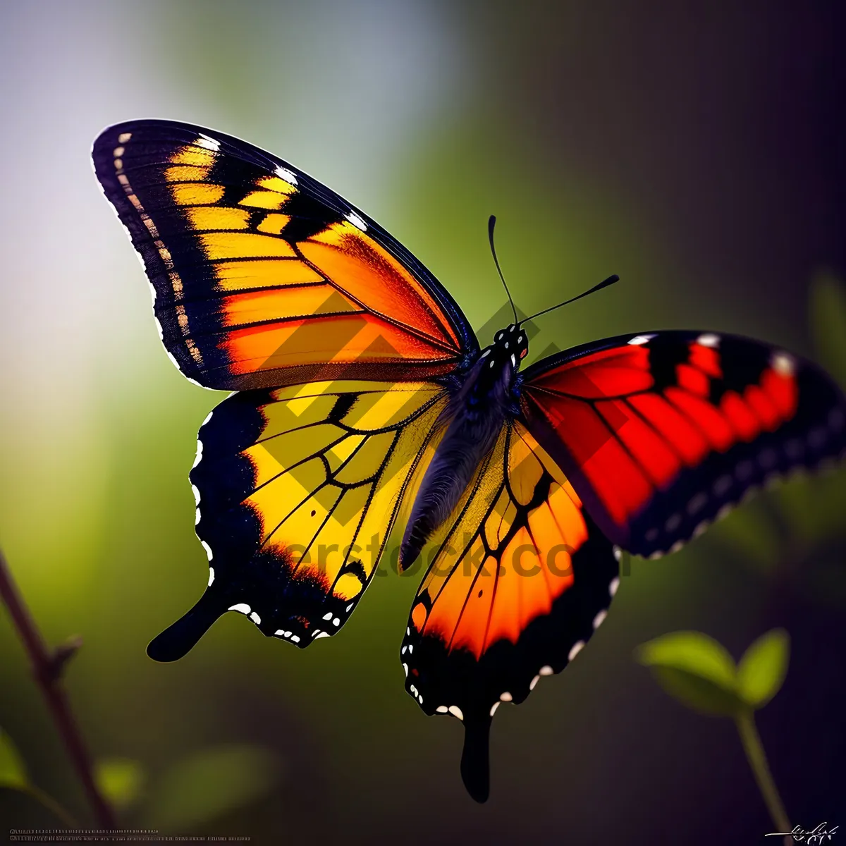 Picture of Colorful Monarch Butterfly on Delicate Flower