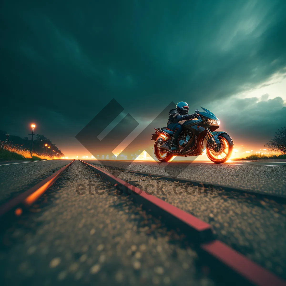 Picture of Cyclist Speeding Through Majestic Mountain Landscape