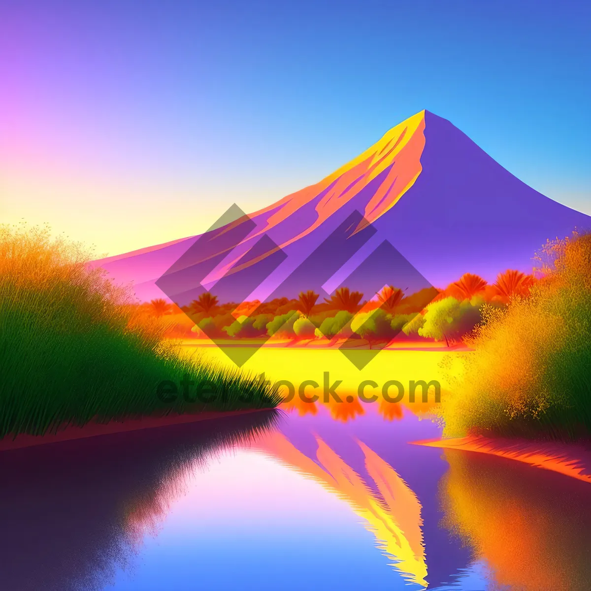 Picture of Vibrant Sunsets Over Mountainous Landscapes