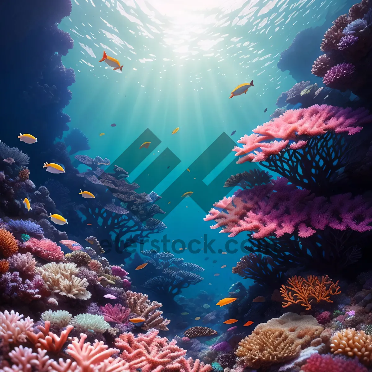 Picture of Colorful Coral Reef Amidst Tranquil Underwater Life