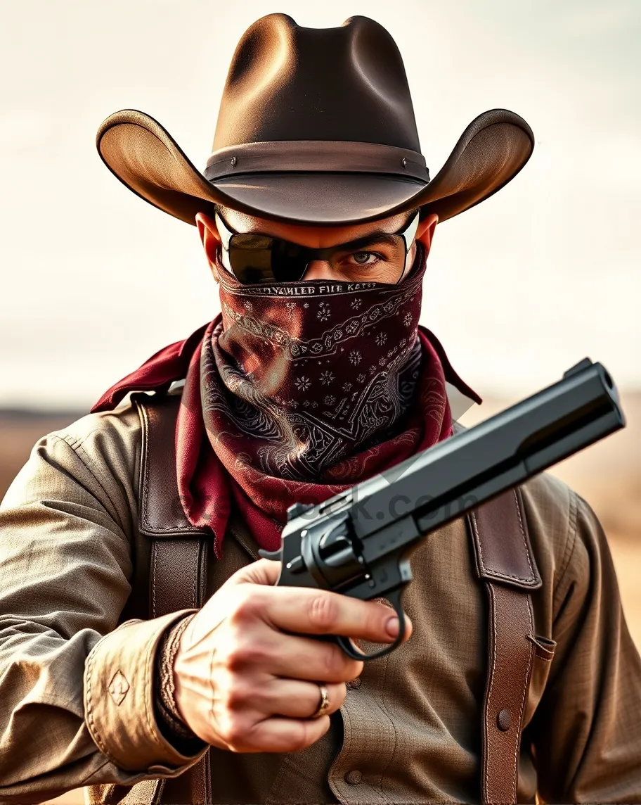 Picture of Sexy male model in black cowboy hat