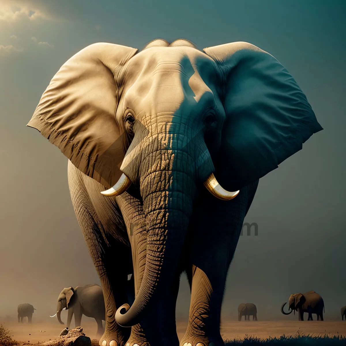 Picture of Hidden Wild Mammal: Elephant in Safari
