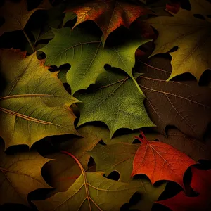 Autumn Maple Leaf Fractal Art: Colorful Textured Wallpaper Design