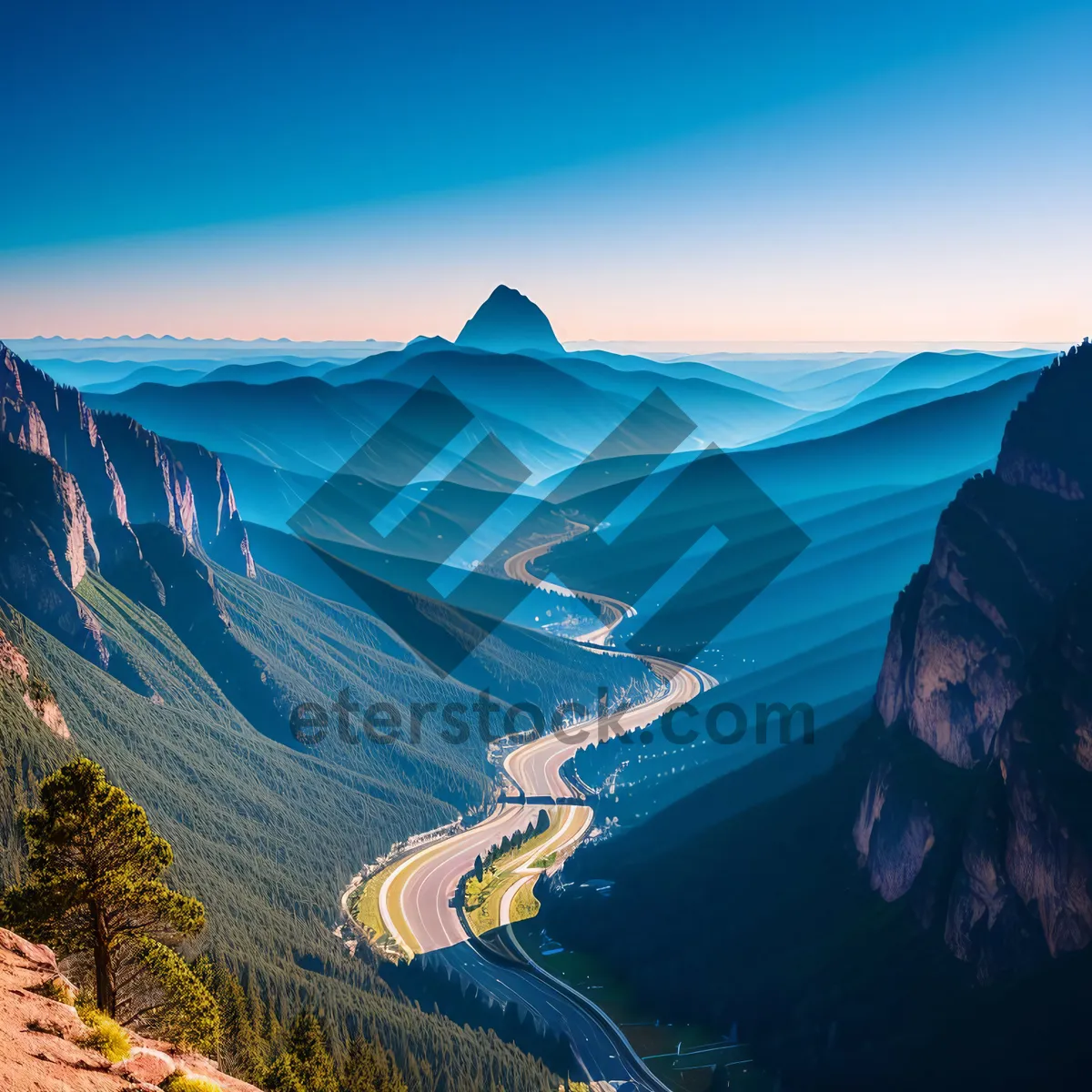 Picture of Serene Mountain Sunset Over Glacier Lake