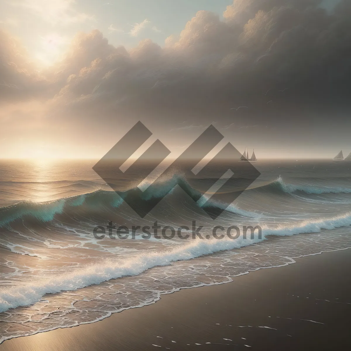 Picture of Serene Sunset Over Sandy Beach