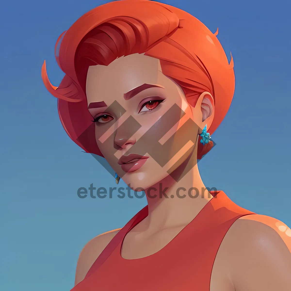 Picture of Fashionable Sexy Cartoon Woman with Trendy Hairstyle