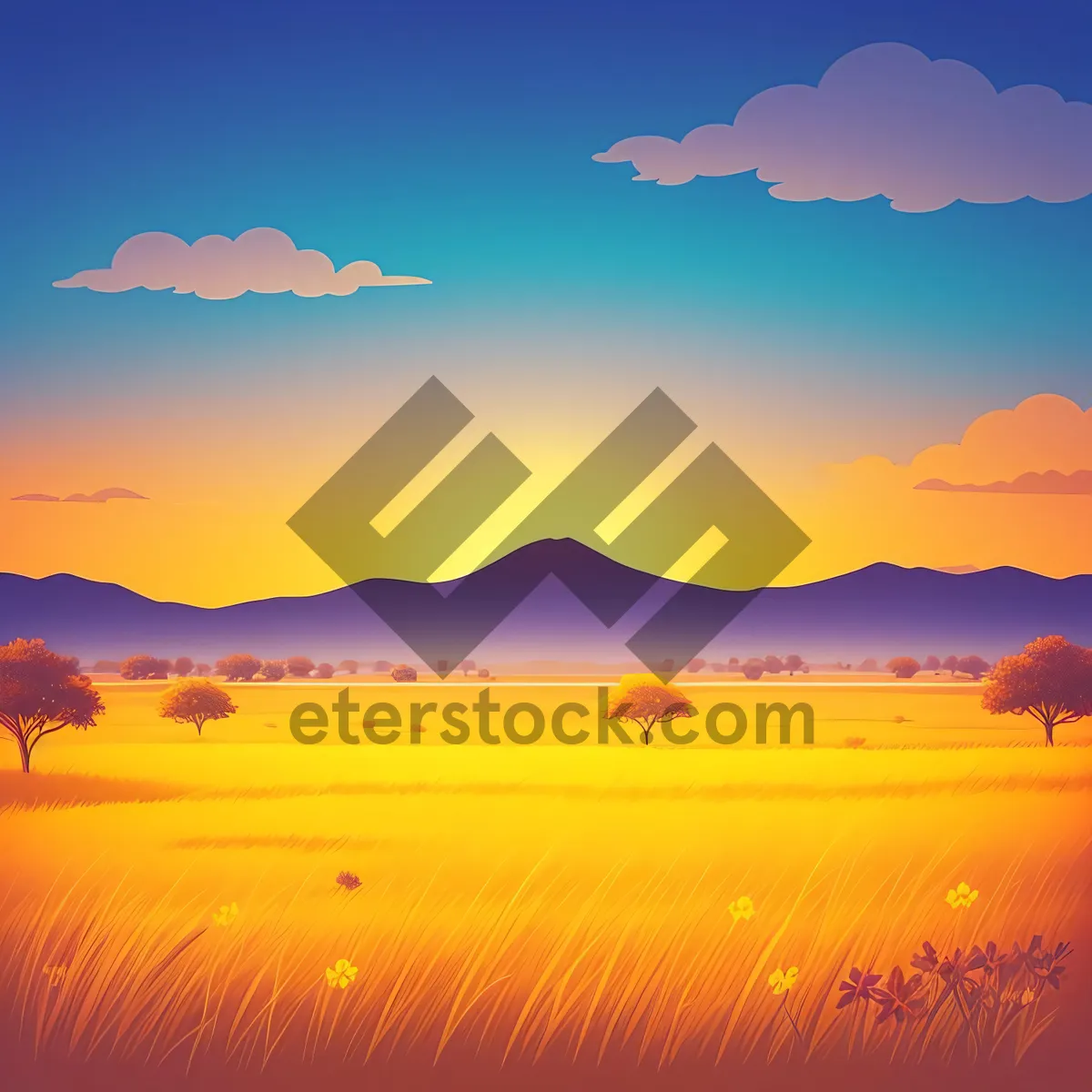 Picture of Golden Horizon: Serene Sunset Over Savanna Dunes