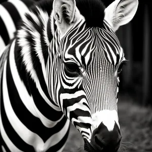 Striped Zebra Grazing in African Grasslands