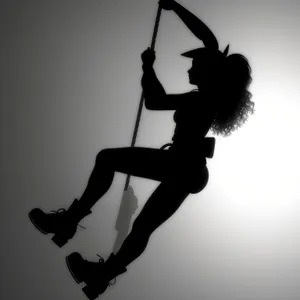 Energetic dancer's artistic silhouette captures captivating leap.