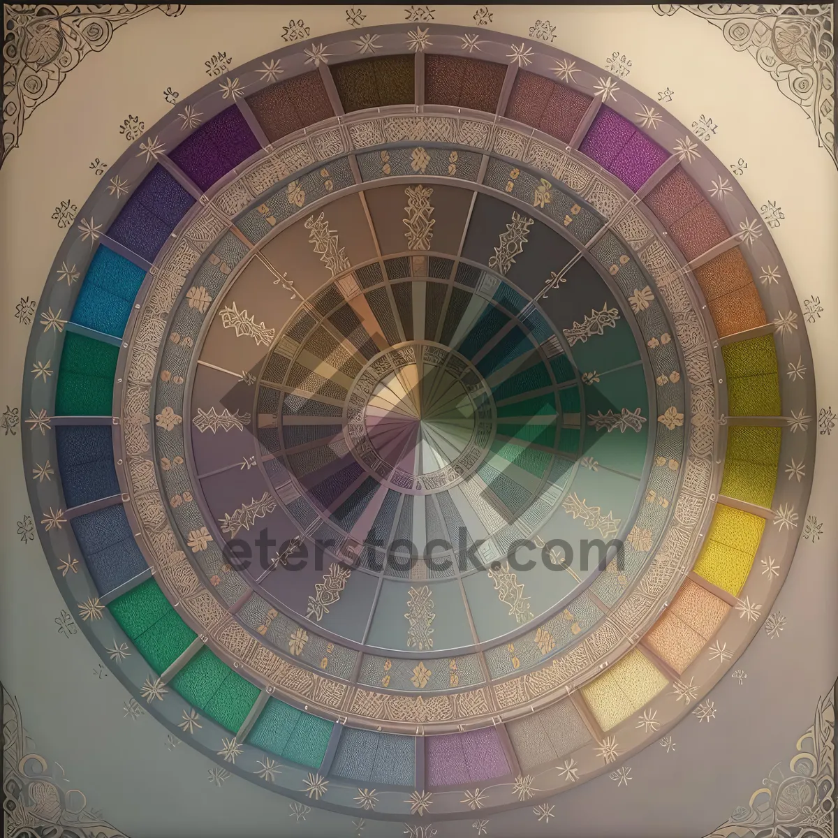 Picture of Vintage Mosaic Circle Tile Art Design