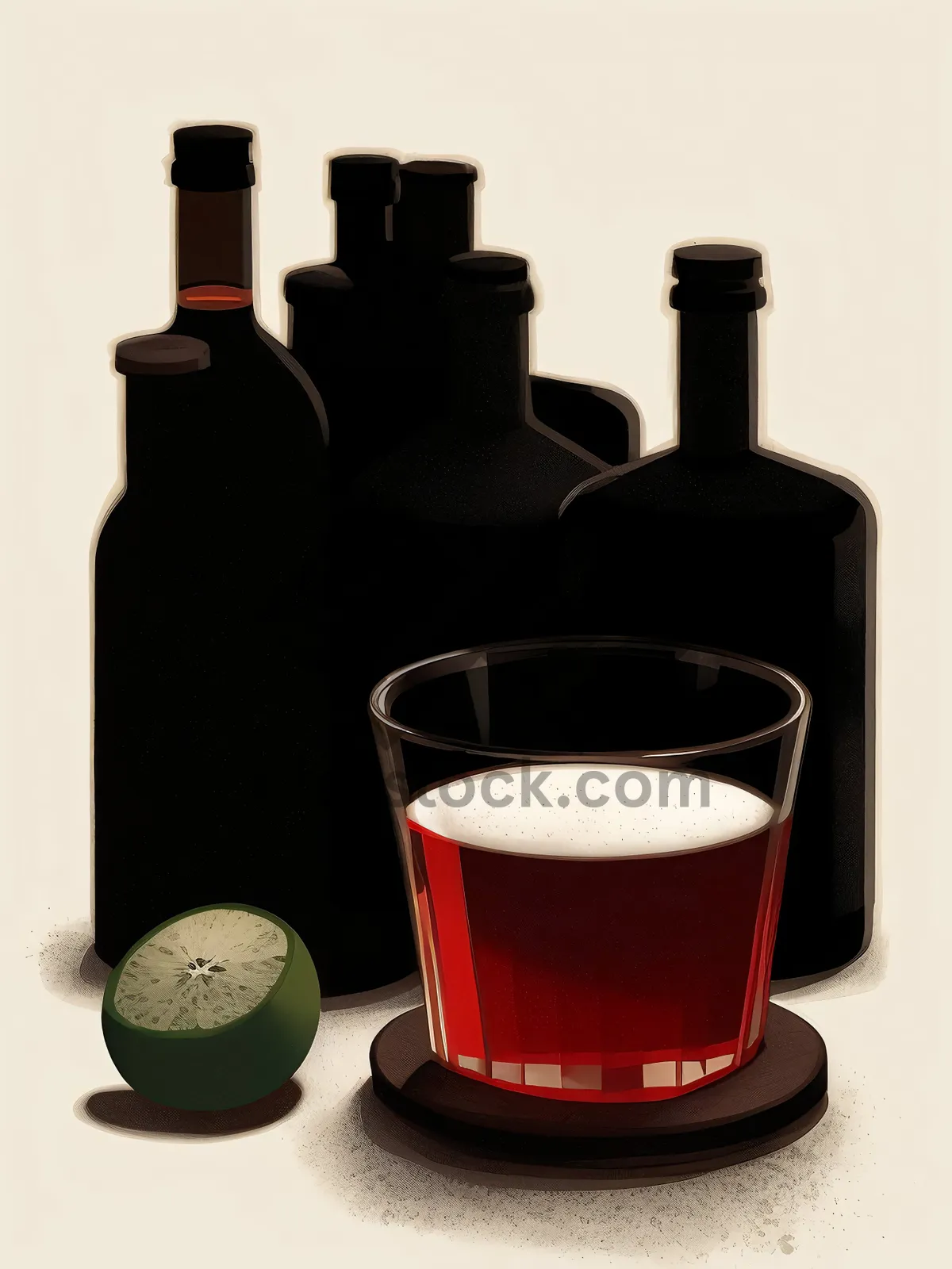 Picture of Glassware with Wine and Coffee