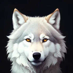 White Wolf with Piercing Eyes - Captivating Canine Portrait