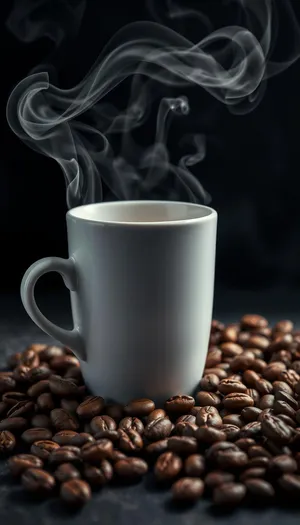 Freshly brewed espresso in a black mug