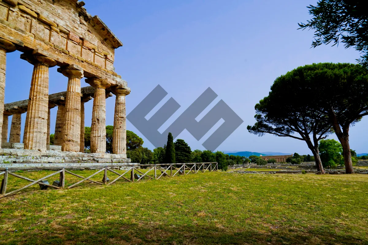 Picture of Ancient Temple with Stone Columns and Archway.