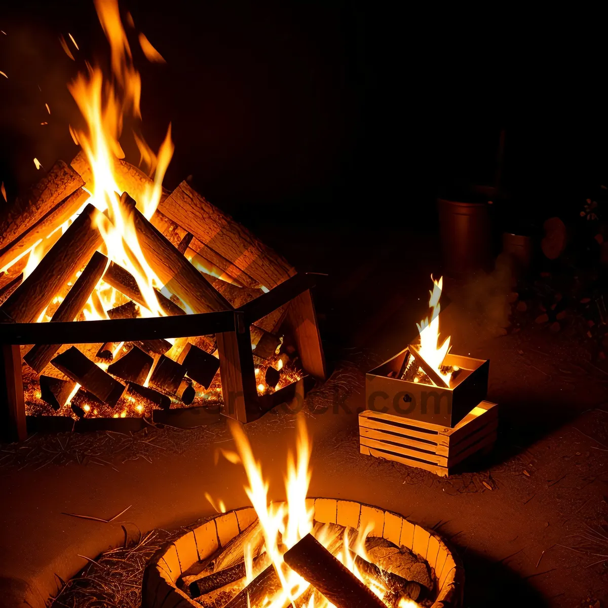 Picture of Flaming Candle in Dark, Illuminating Space