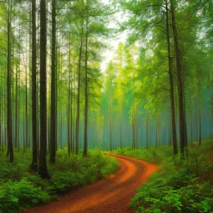 Seasonal Pathway Through Woodland Landscape