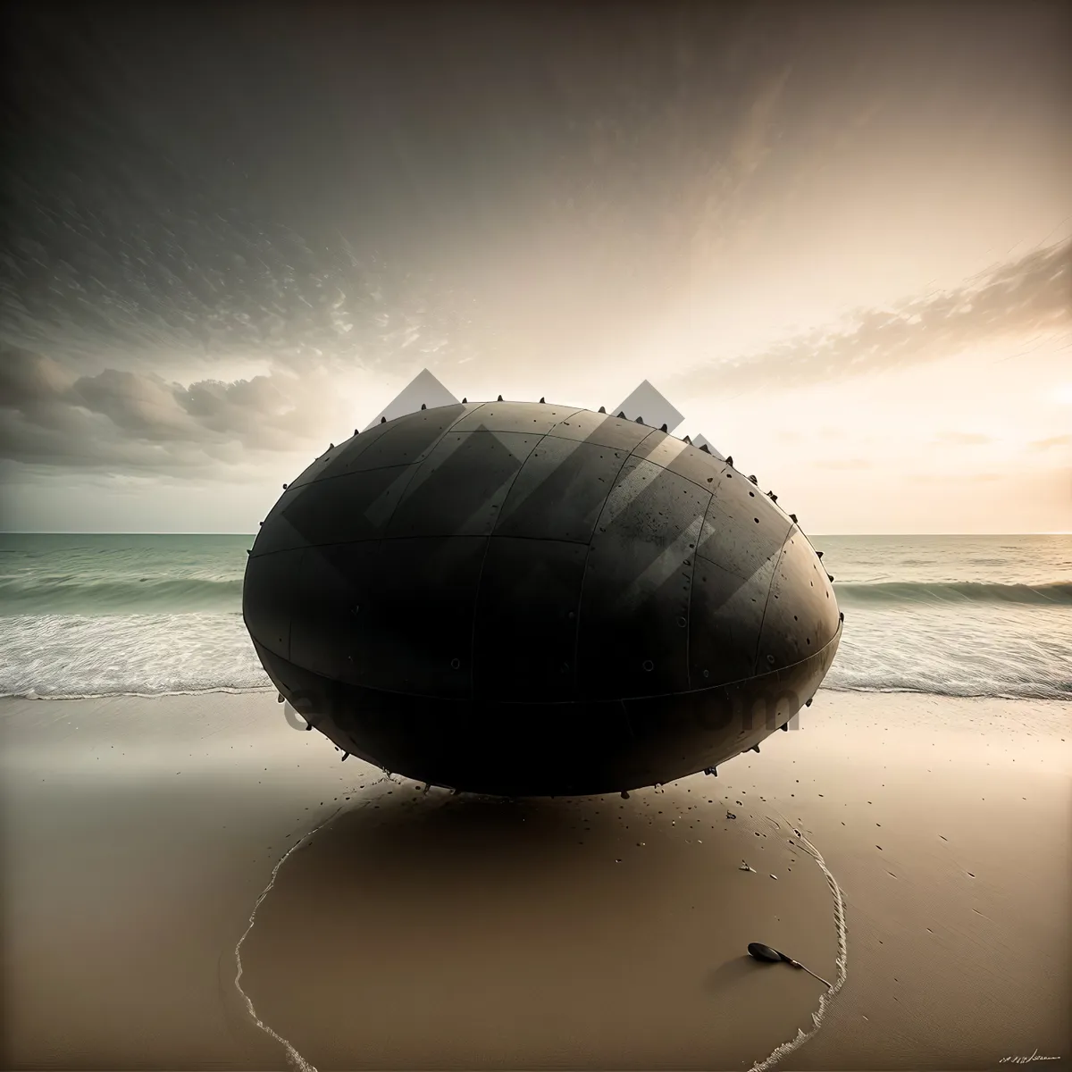 Picture of Sunset Airship Over Ocean and Beach