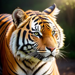 Wild Striped Tiger Cat in Jungle
