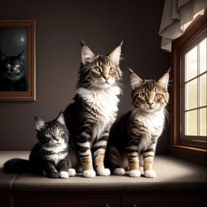 Curious Tabby Kitten Peeking Through Window