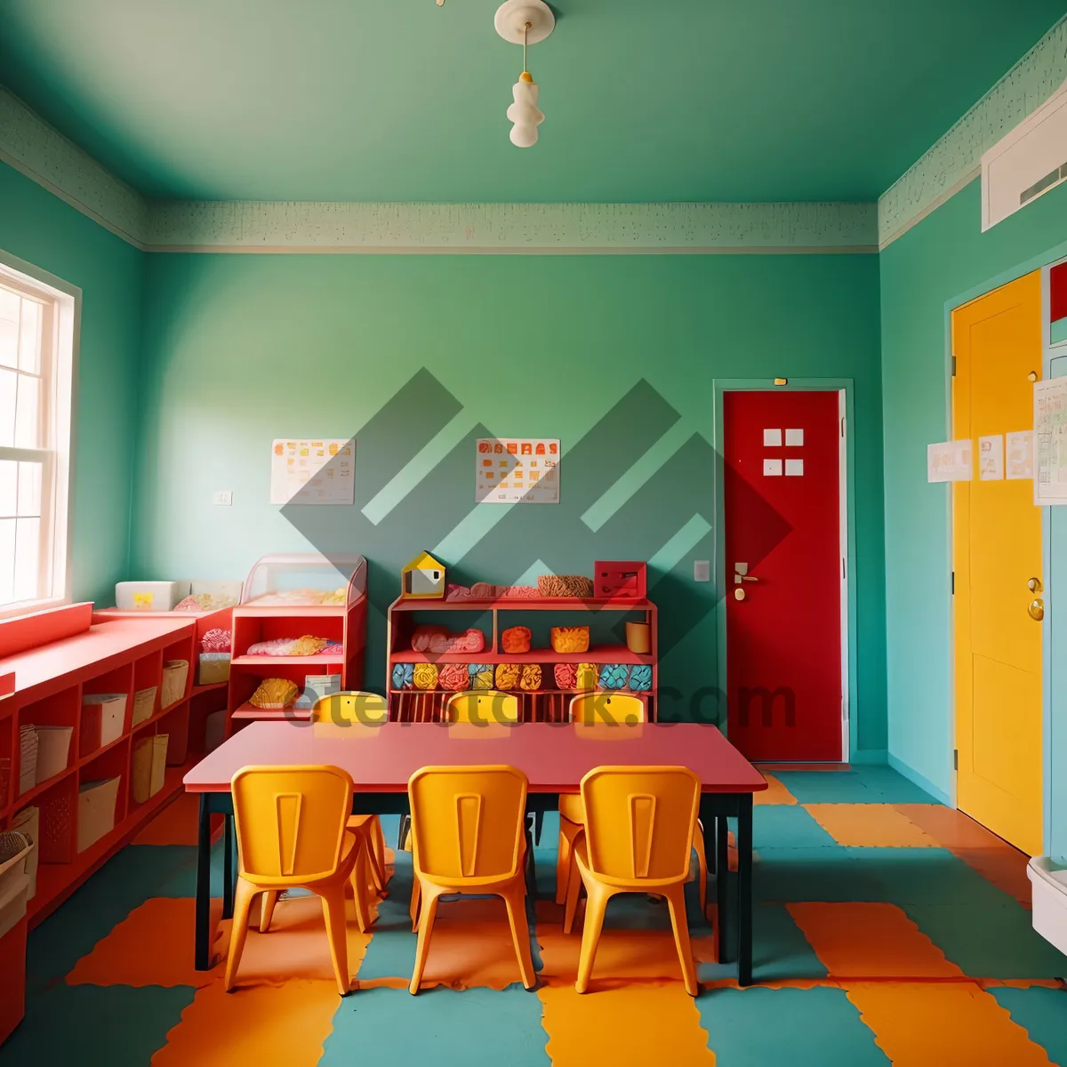 Picture of Modern Interior Library with Wooden Furniture