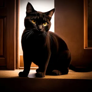 Cute Gray Tabby Cat Sitting on Windowsill