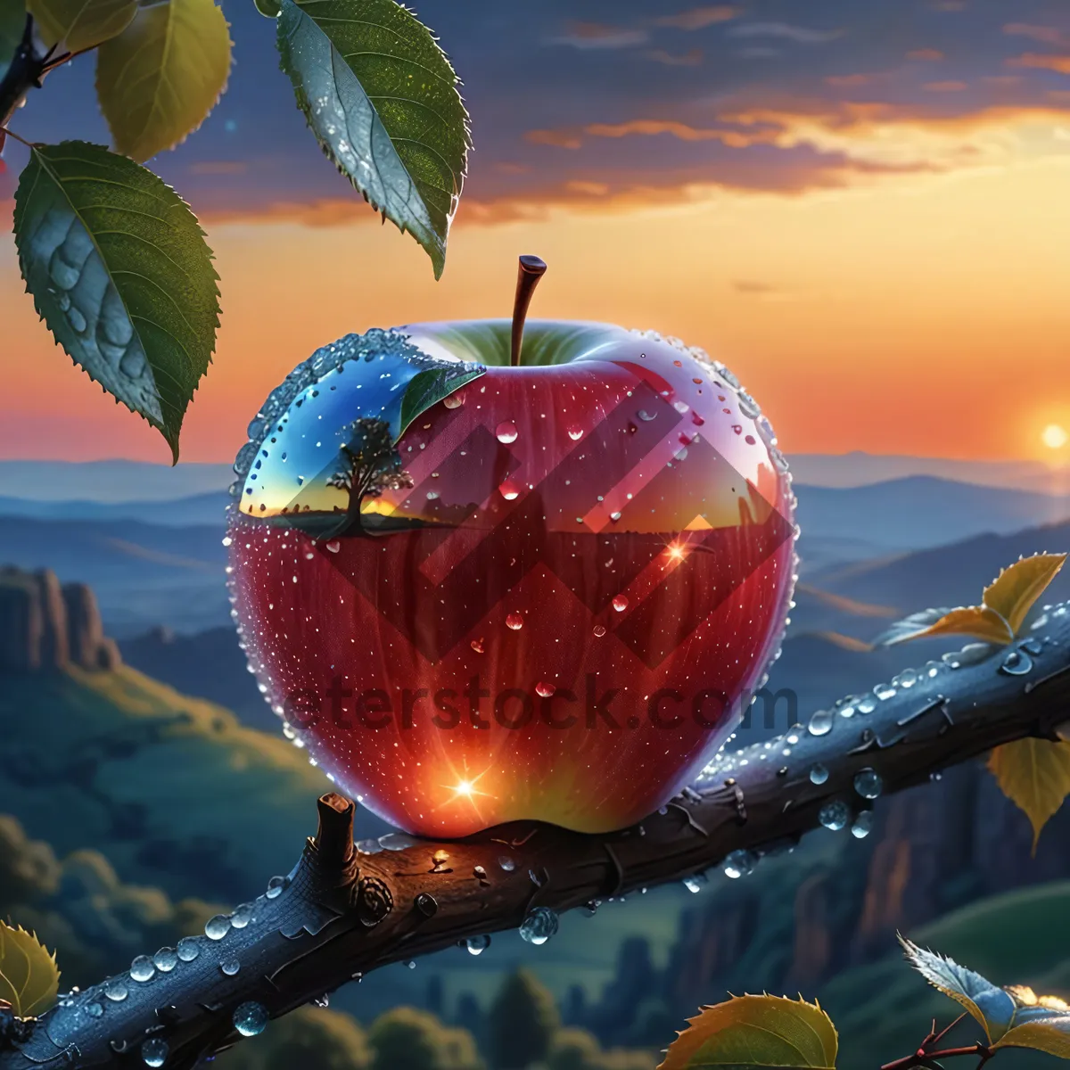 Picture of Fresh Ripe Red Delicious Apple for Holiday Decor